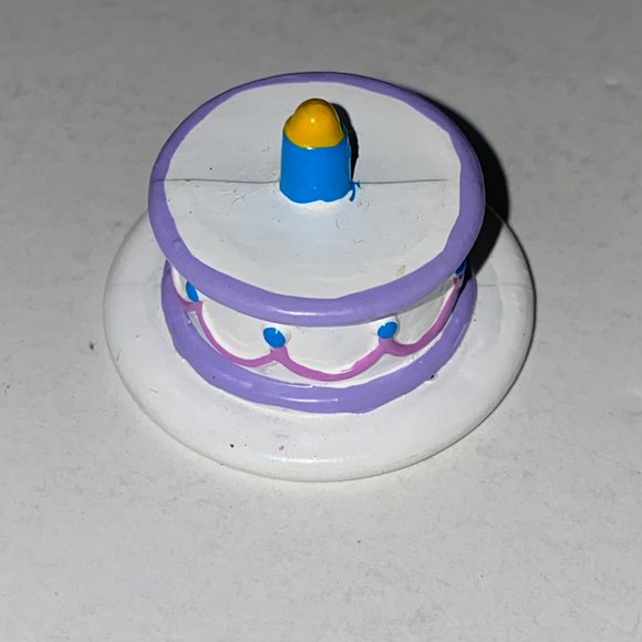 Barbie Pretend Play Food White Cake Purple Piping Candle On Plate Playset Toy - Picture 1 of 3
